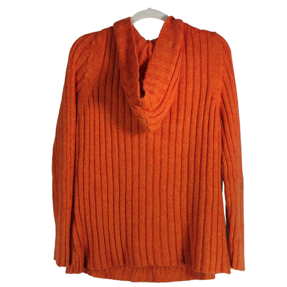 Faded Glory Fuzzy Knit Hoodie Sweater Women 22W/24W Orange Soft V Neck Cozy - Picture 5 of 9